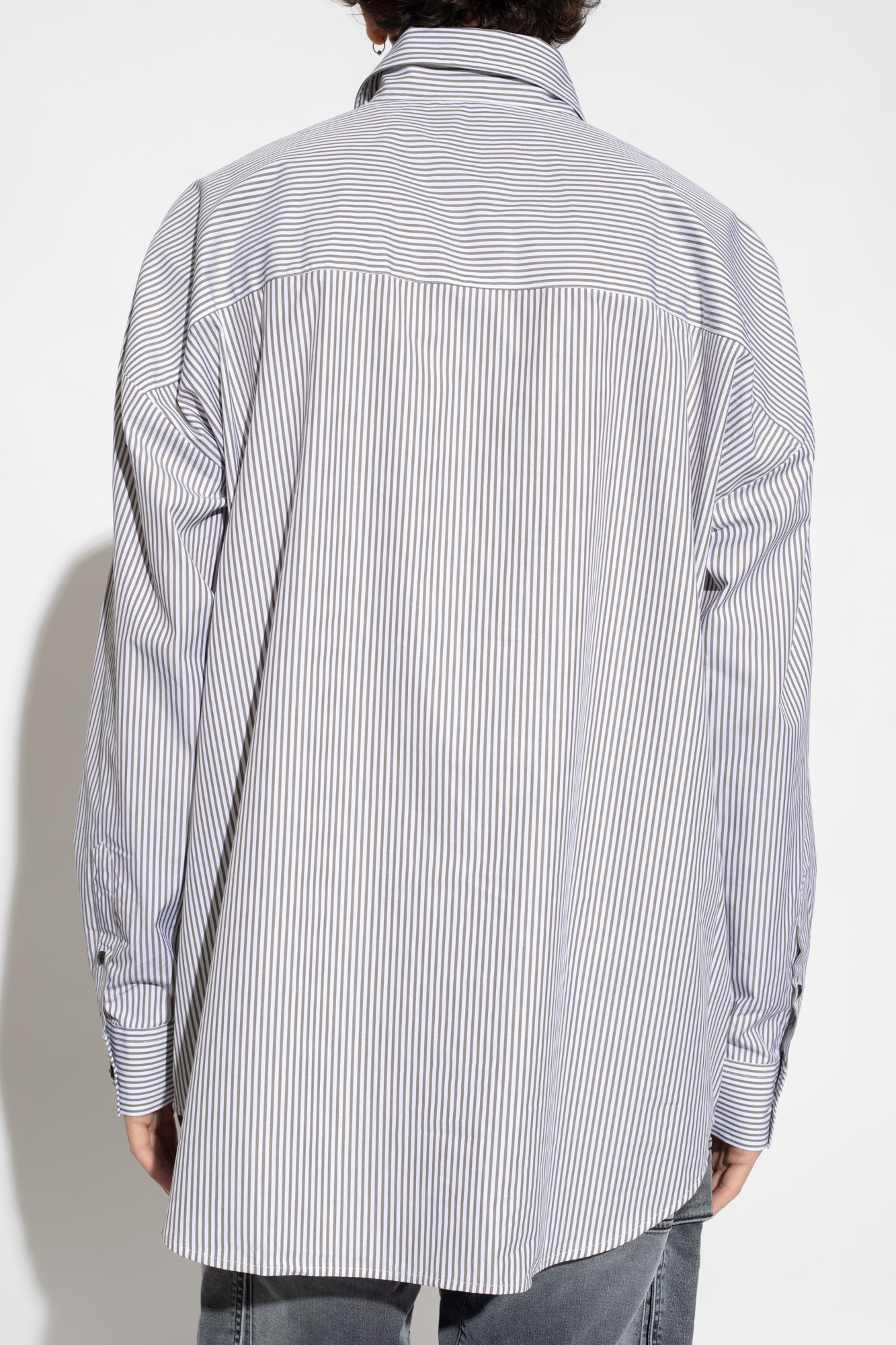 check-print cutaway-collar shirt - White 'S - DOUBER' striped 
